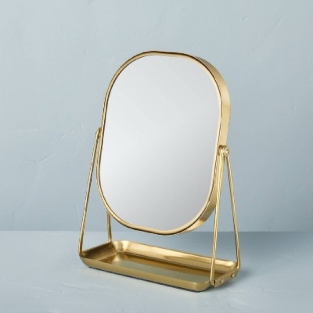 Hearth & Hand Magnolia Brass Vanity Flip Mirror with Tray